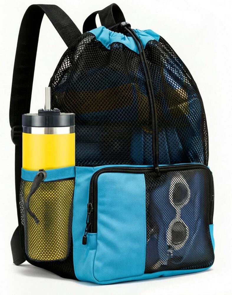 Mesh Swim Bag Drawstring Backpack bags for Swimmers Equipment Summer Essentials Mens and Women Beach Backpack